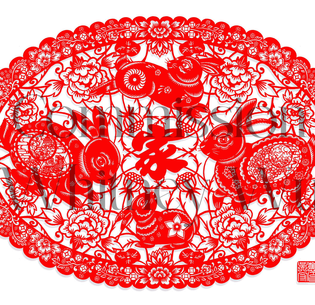 Rabbit Paper Cutting Commission
